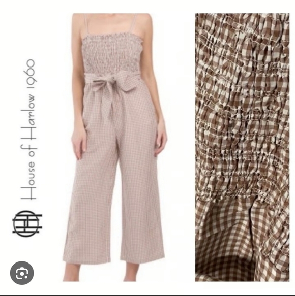 House of Harlow 1960 Pants - 106-House of Harlow 1960 Gingham Jumpsuit‎ Crop